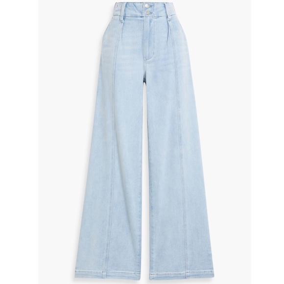 PAIGE Brooklyn Pleated High Rise Wide Leg Jeans Light Denim Size 29 - Picture 3 of 5